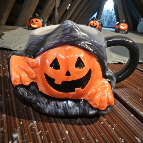 NEW 3 ceramic Jack-o'-lantern Halloween mugs Lewis mug Hyde and Eek Target - Picture 13 of 16